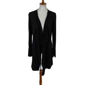 White House Black Market Cardigan Medium Black Asymmetrical Work Chic
